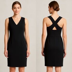 T Tahari Black Sleeveless Sheath Dress Women’s Size 6 Crisscross Back NWOT